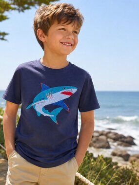 🦈 Highland Originals Textured Boys' Size 7 Shark Tee